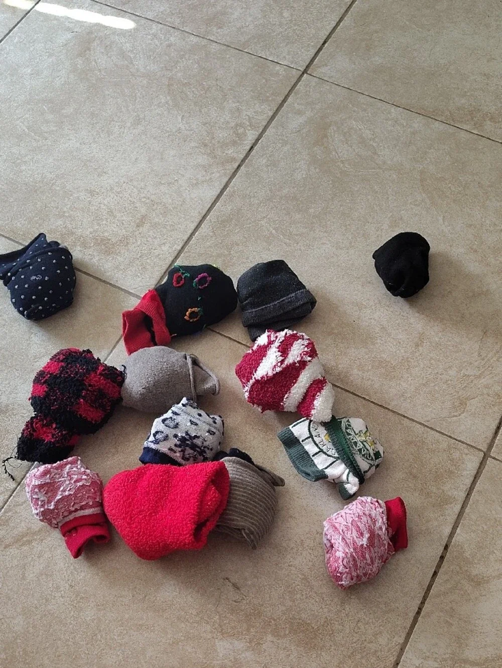 10 Christmas Assorted Cozy Socks - Red, Pink, Black, Gray, White Worn